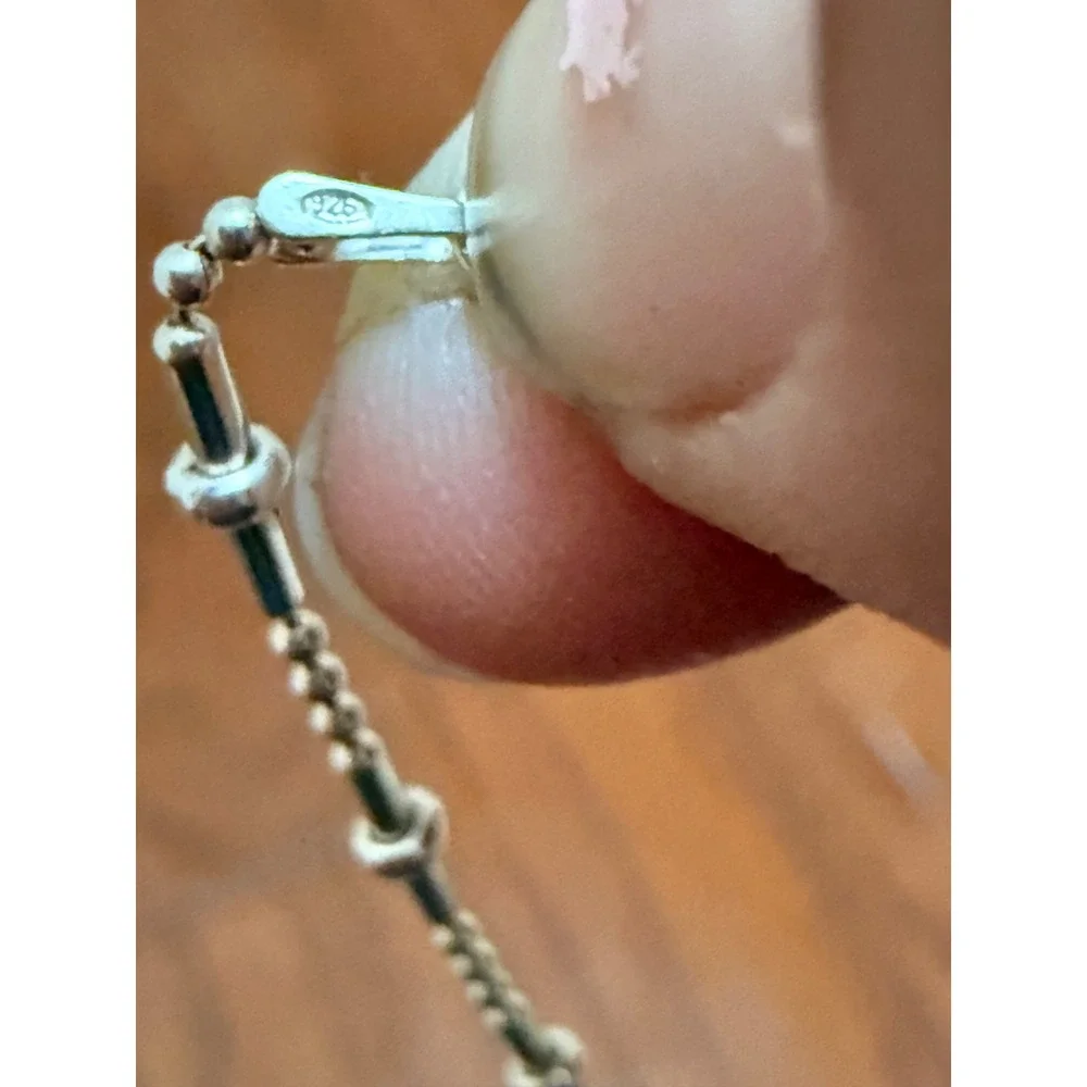 FAS Italy 925 Sterling‎ Silver Ball and Bar Station Bracelet Minimalist Womens